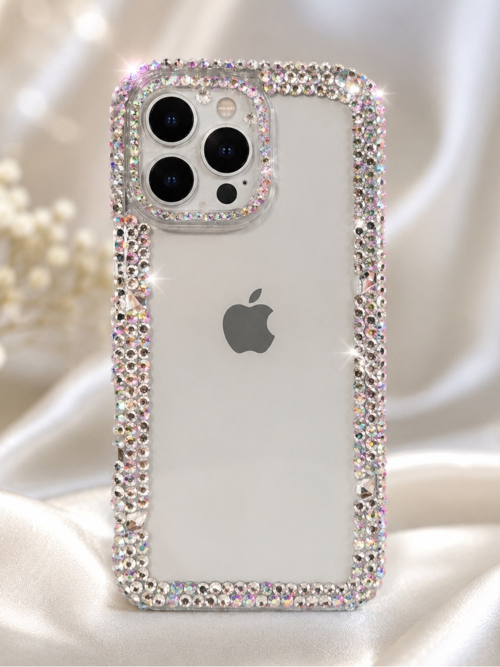 Apple iPhone 16 Pro Max Sparkling Clear Case with Iridescent Rhinestones